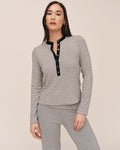 Contrast Henley - Heathered Stripe