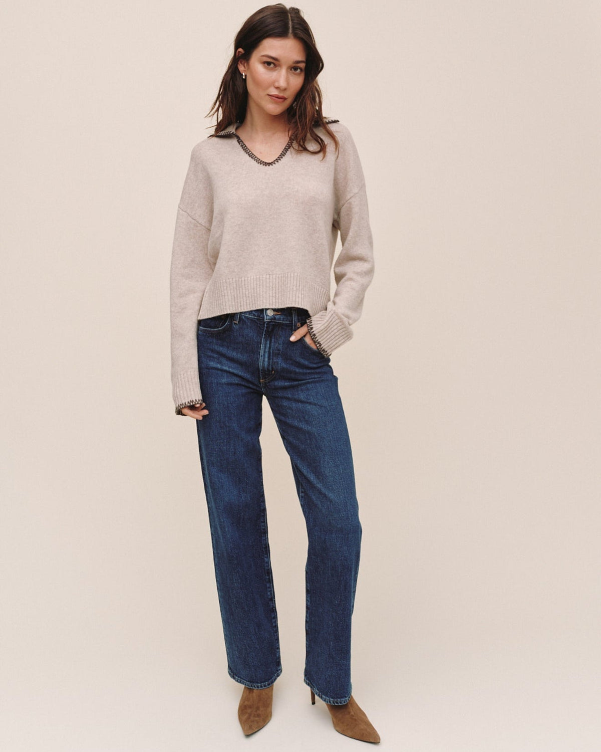 Contrast Trimmed Sweater - Chalet