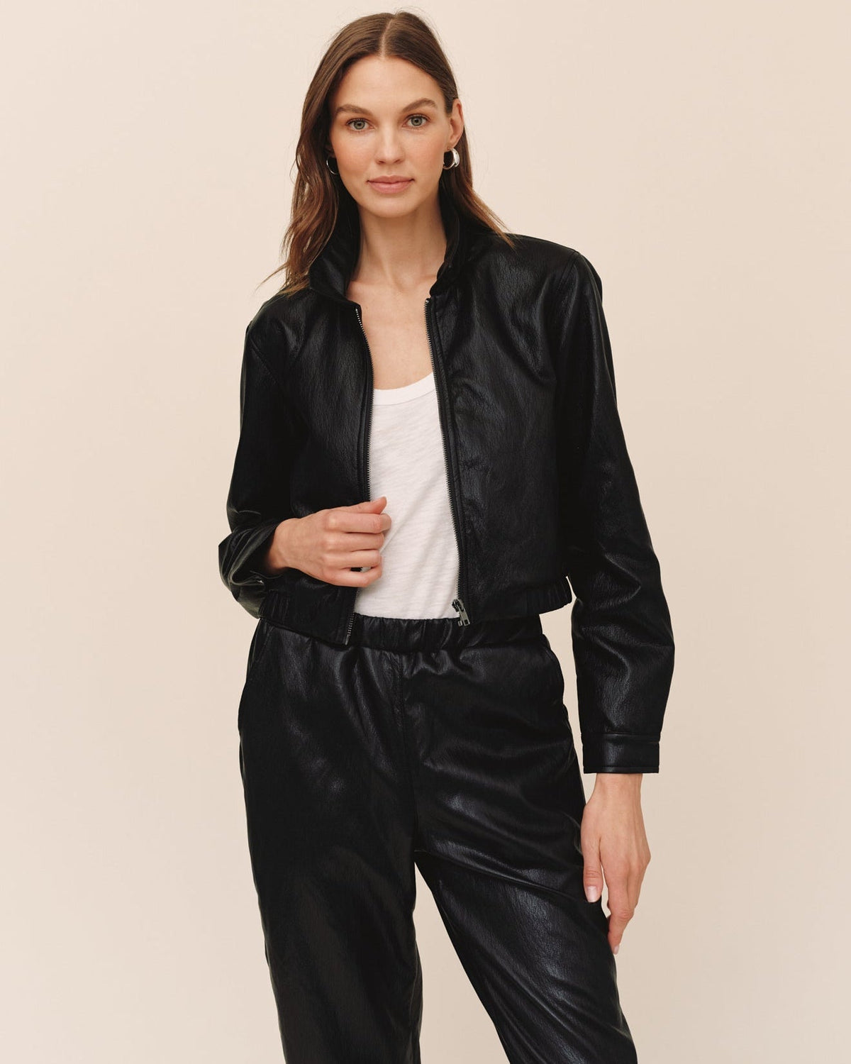 Crop Bomber Jacket - Black