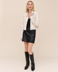 Crop Bomber Jacket - Winter White