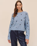 Embroidered Crew Neck Sweater - Blue Dream