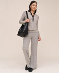 Fold Over Wide Leg Pant - Heathered Stripe