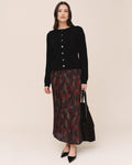 Front Slit Pleated Skirt - Abstract Camo Print