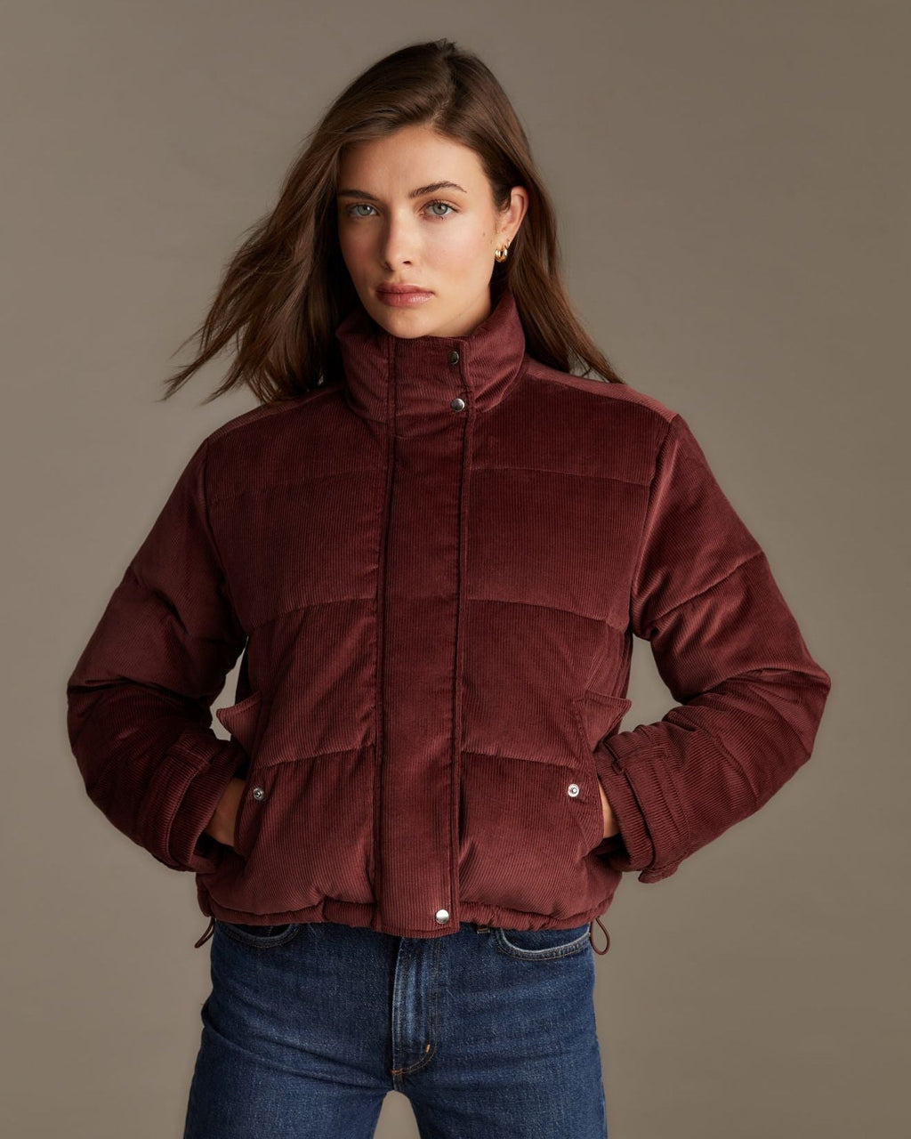 Funnel Neck Puffer Jacket - Mahogany