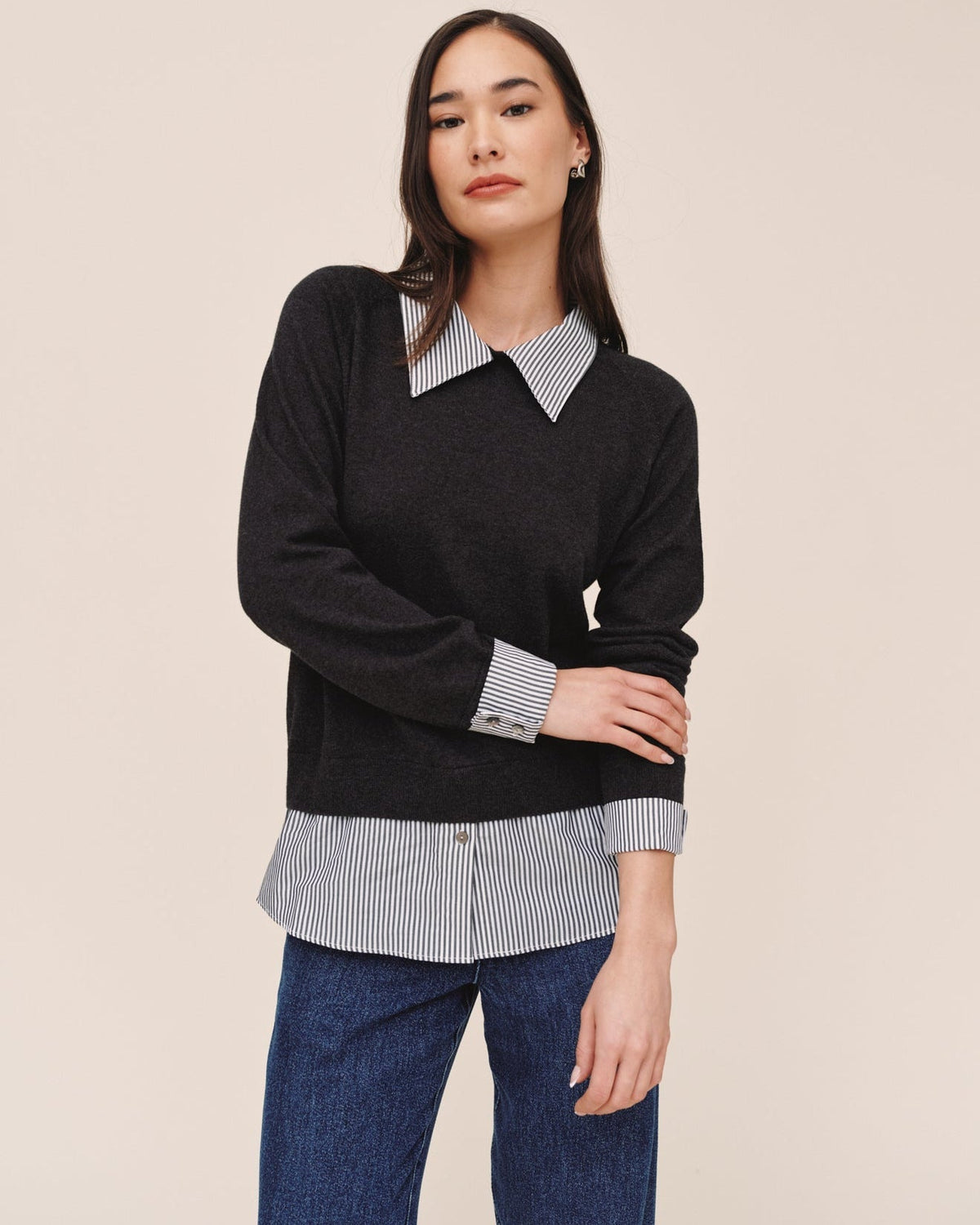 Mixed Layered Sweater - Vintage Black