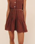Pintuck Mini Skirt - Sea Glass Brown