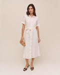 Short Sleeve Midi Shirt Dress - Ivory